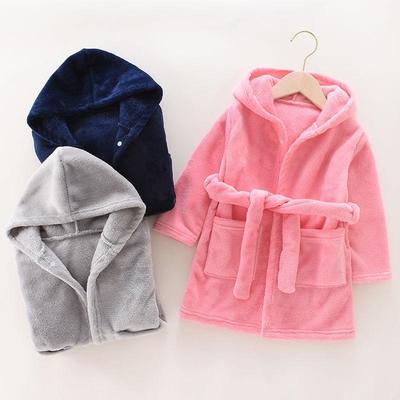 Kinder Winter Flanell Kapuzenbademantel Pyjama - Dickes, langes Korallenfleece Nachthemd für Zuhause