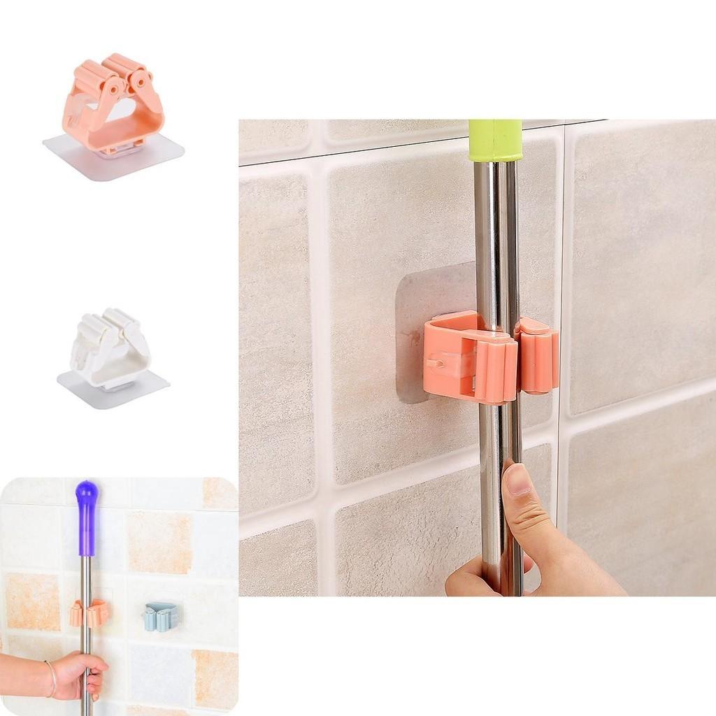 Stylish Wall Mounted Mop Organizer Holder With Sturdy Storage Rack For Kitchen Tools