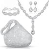 Dazzling Rhinestone Teardrop Necklace and Earrings Set for Women Wedding Banquet Party
