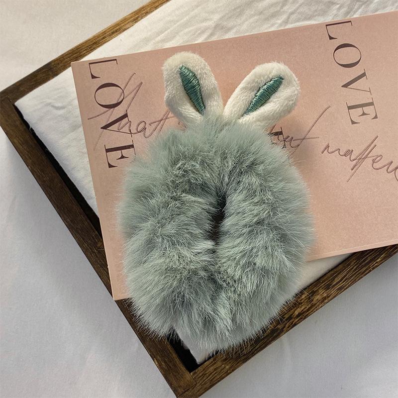 Koreańska Urocza Pluszowa Królicze Uszy Gumka do Włosów - Modny Dodatek w Stylu Mori Girl