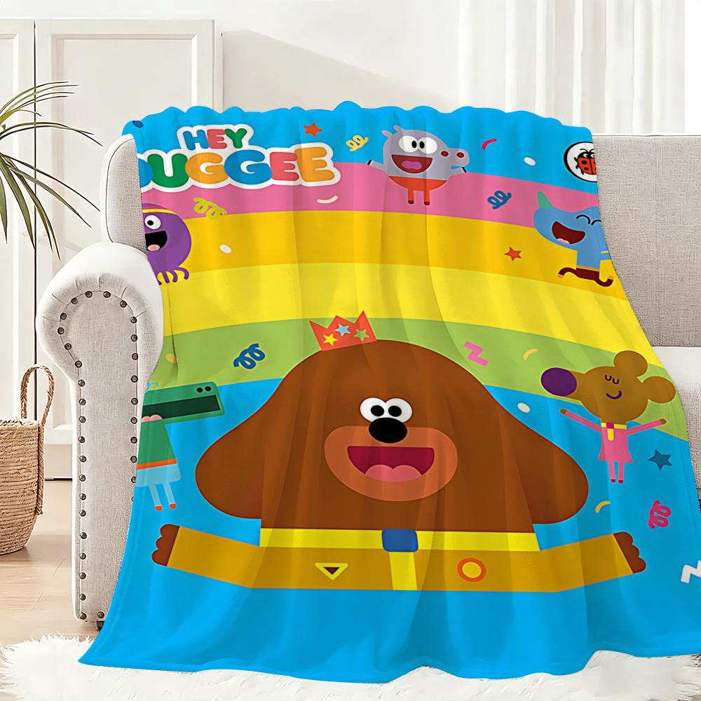 Anime H-Hey Duggee Throw Lightweight 240g Flannel Blanket Soft Skin-friendly for Summer Cooling 75x90cm