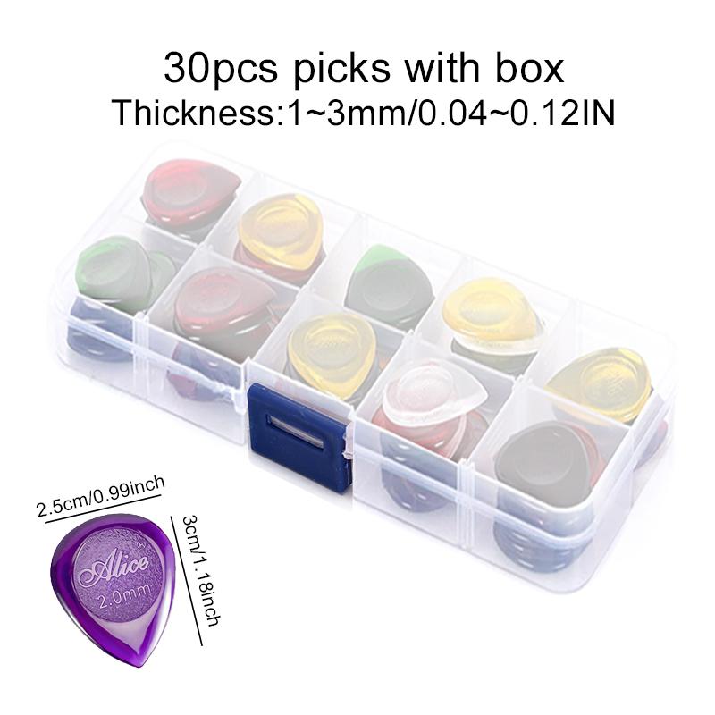 30pcs Guitar Picks ABS Plectrums with Storage Box Large Teardrop Shape Big Thickness 1mm 2mm 3mm Guitar Pick Accessories TMZ