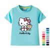 KT Cat Print Children's Summer Cotton T-Shirt - 2022 Trendy Short Sleeve Baby Top