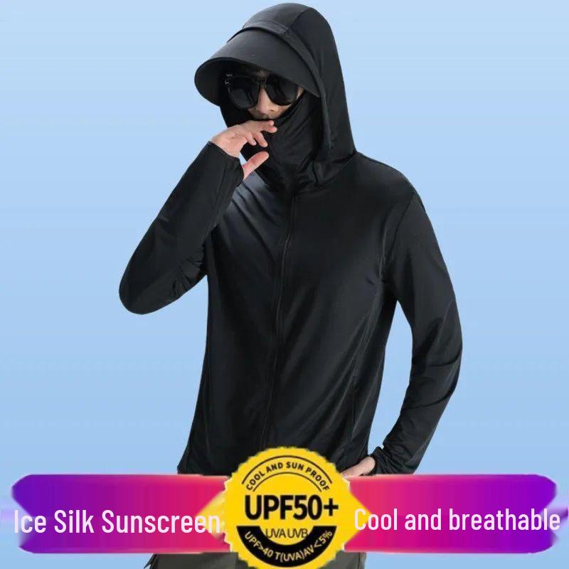 

Мужская летняя легкая куртка из ледяного шелка с защитой от солнца - Дышащая, с защитой от УФ-лучей, Идеально подходит для рыбалки 4XL