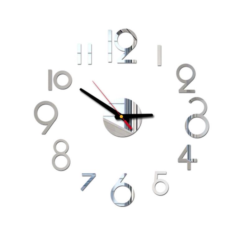 

Сделай сам Цифровые настенные часы 3D зеркальная наклейка Современный декор для дома и офиса Наклейка Искусство серебряный