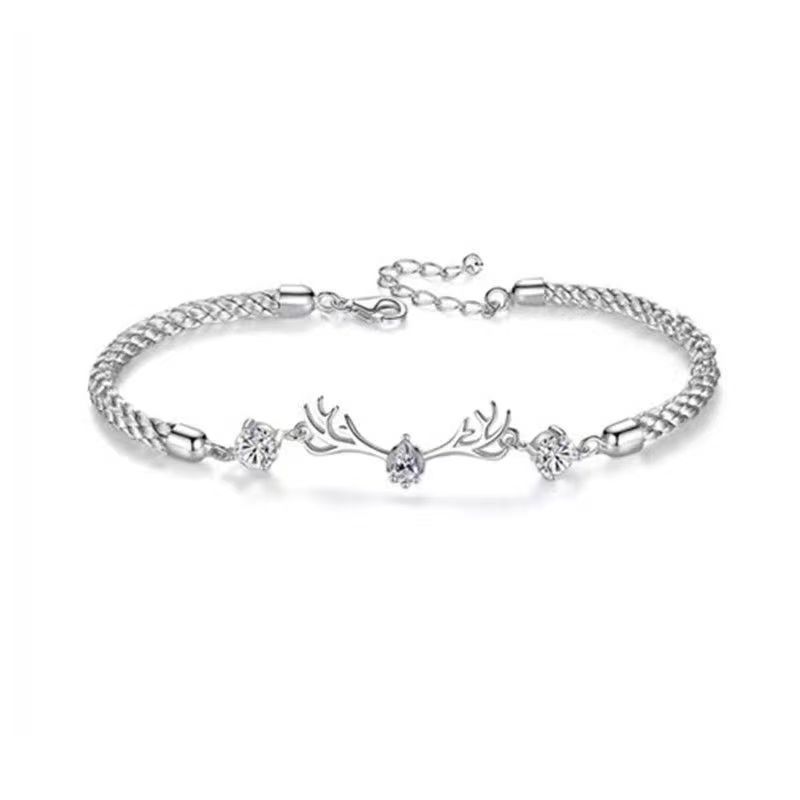 

Yi Lu Has You Парный браслет Пара Ремешок для пары Стерлинговое серебро Надпись 520 Подарок на День святого Валентина Подарок для парня или девушки [A deer has You-women s style]]