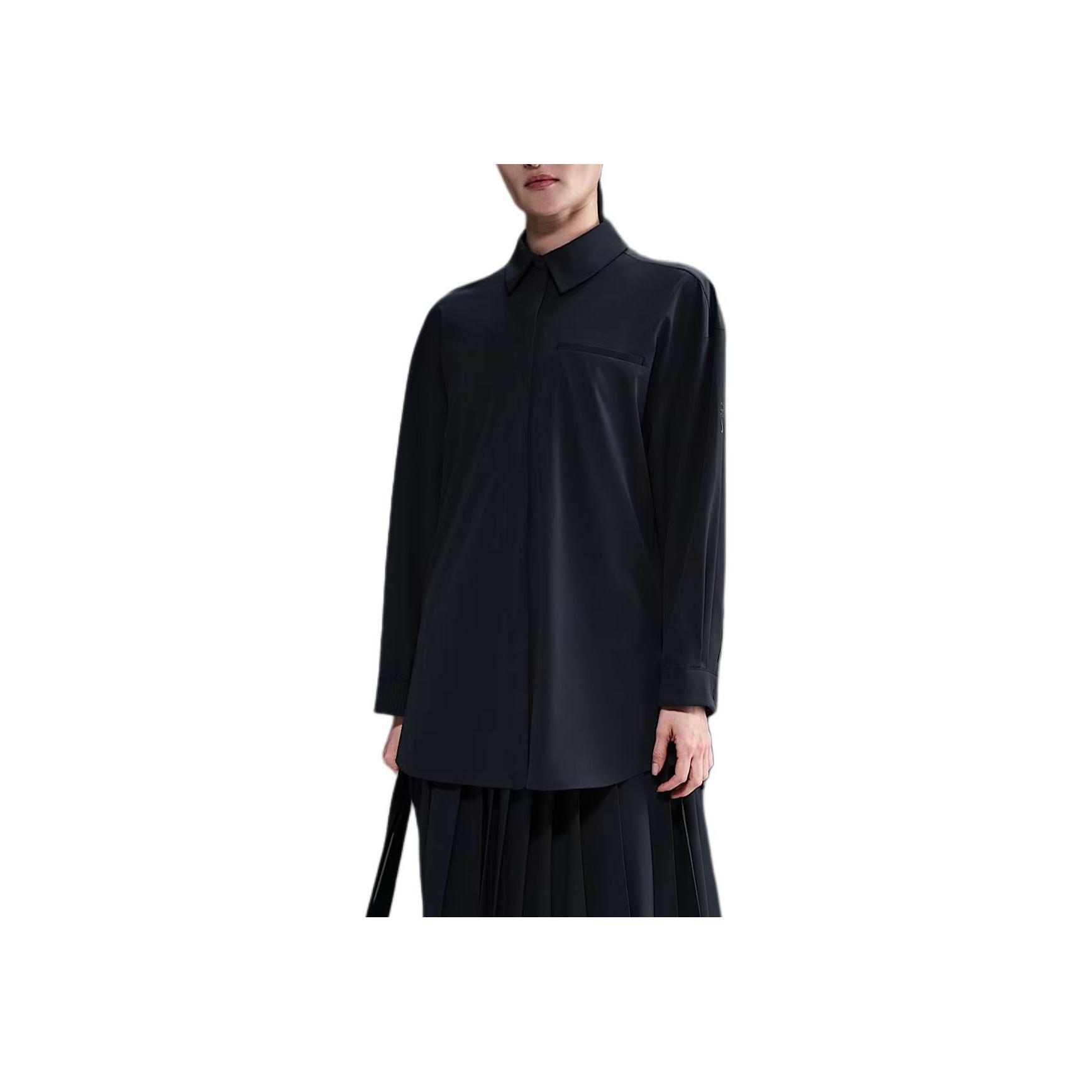 

Nike Solid Loose Long Sleeve Shirt Women tops Black HQ0237-010 M