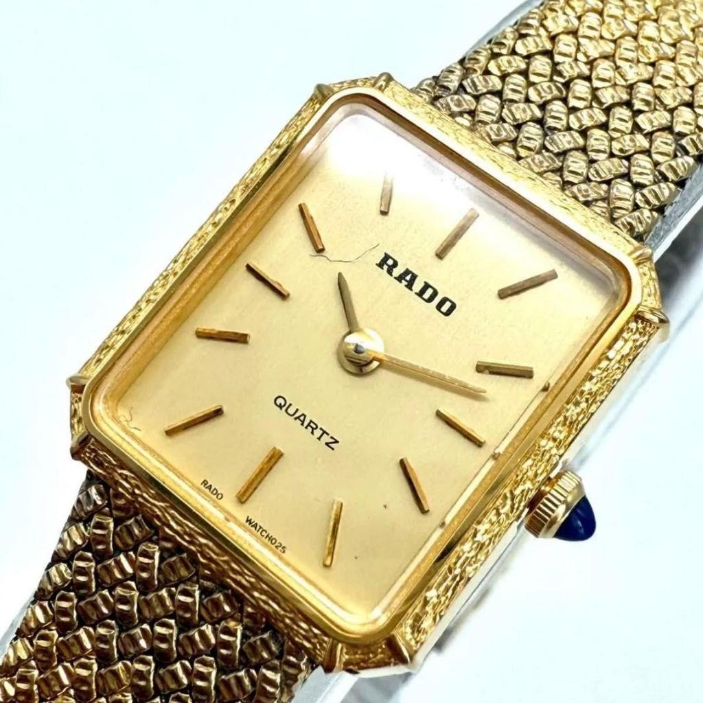 Used A014 RADO Antique Ladies Watch Elegance Gold Color Mesh Bracelet