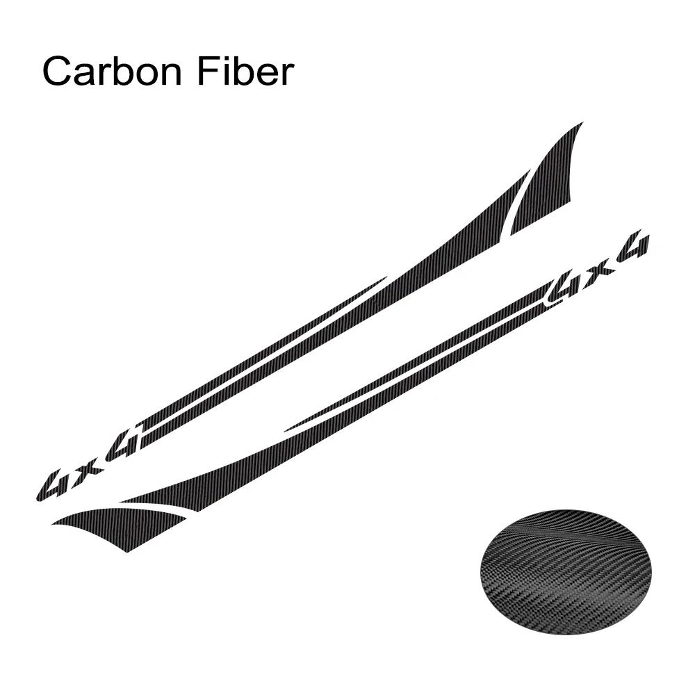 

For Nissan NAVARA NP300 D40 D23 D22 2Pcs Car Door Side Stripes Stickers Pickup 4x4 Graphic Vinyl Decals Decoration Accessories Carbon Fiber