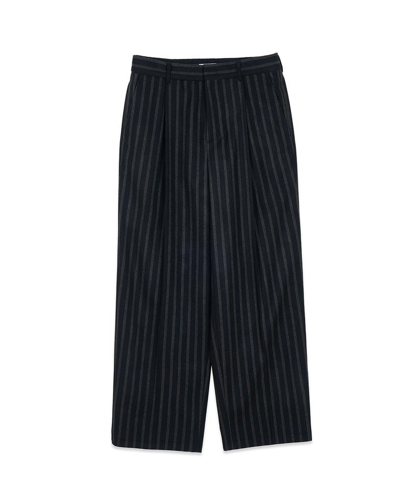 ZNO Striped Wool One-Pleat Pants