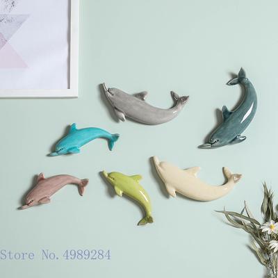 Decoração de Parede Cerâmica Suspensão Peixe Golfinho Cor Fundo Oceano Parede Decoração Quarto Infantil Acessórios Berçário Bebê