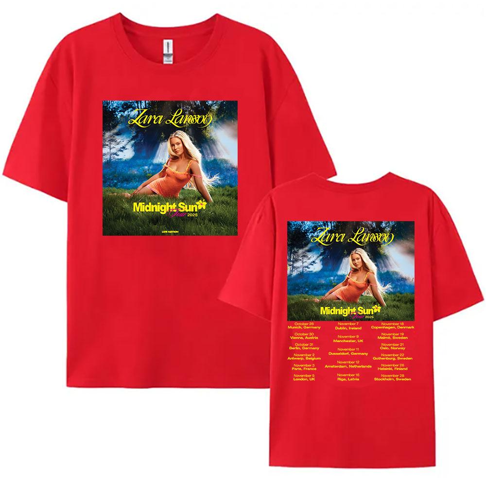 

ZaraLarsson Midnight Sun Album 2025 Tshirt Short Sleeve Summer Oneck Tshirts for Female Unisex Streetwear Graphic Print Tees 4XL