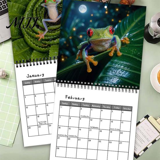 Süßer Frosch Fotografie Kalender Lustige Frösche 2027 Wandkalender, 12 Monate Humorvoll Zum Aufhängen für Zuhause Büro, Jan. - Dez. Tierplaner Natur