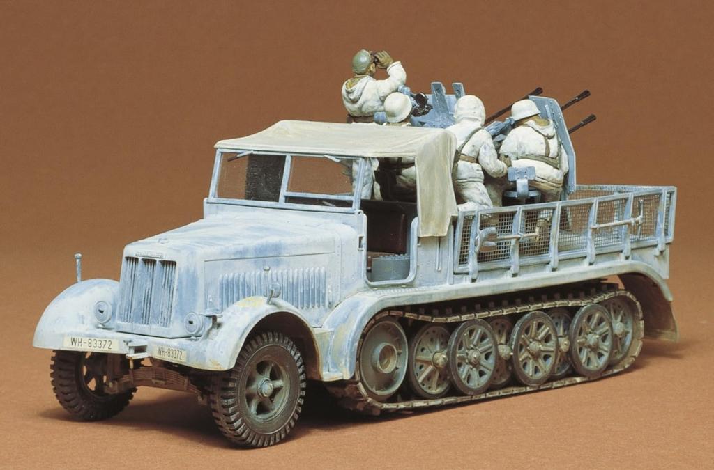 Tamiya 1/35 Military Miniature Series No. 50 German Army 8-Ton Half-Track with Quadruple Anti-Aircraft Guns Plastic Model Kit 35050