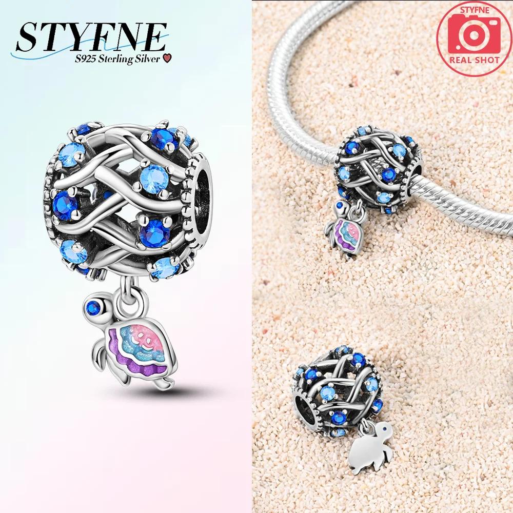 Pink Turtle Sea Star Shell Zircon Original Colored Copper Bead Fit Bracelet Charm Copper Fine Gift Diy Jewelry Accessory