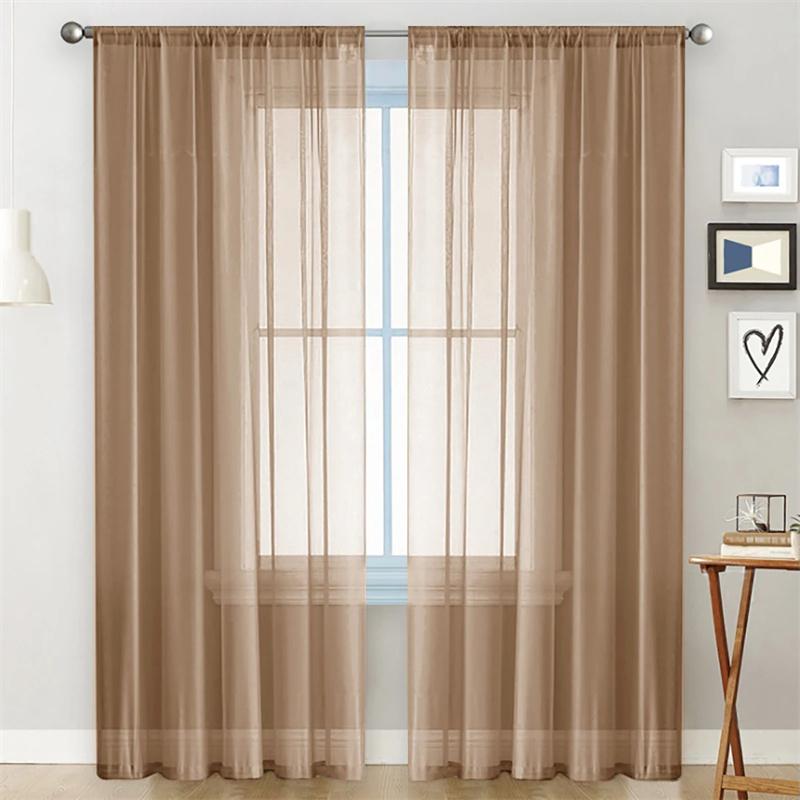 Light Sheer Voile Curtains with Rod Pocket Semi-Transparent Window Drapes for Bedroom Living Room Dining Room Light Transmittance Lace Curtains
