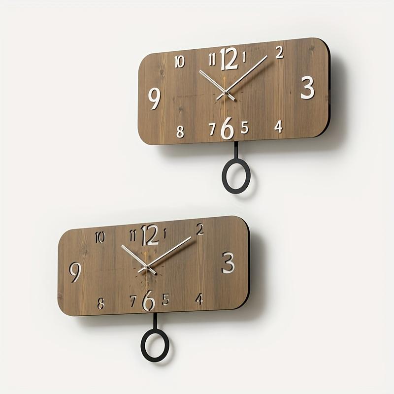 Geräuschlose Wanduhr mit Schwenkmechanismus, modernes rechteckiges Design, kräftige gelbe Ziffern auf schwarzen Zeigern, batteriebetrieben (AA-Batterie nicht enthalten), für das Wohnzimmer.