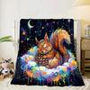 Squirrel Dreams Under Moonlight Blanket Flannel Blanket for Bed, Sofa, Camping, Hiking, Picnic Essentials, Gift for Family Fan Gifts