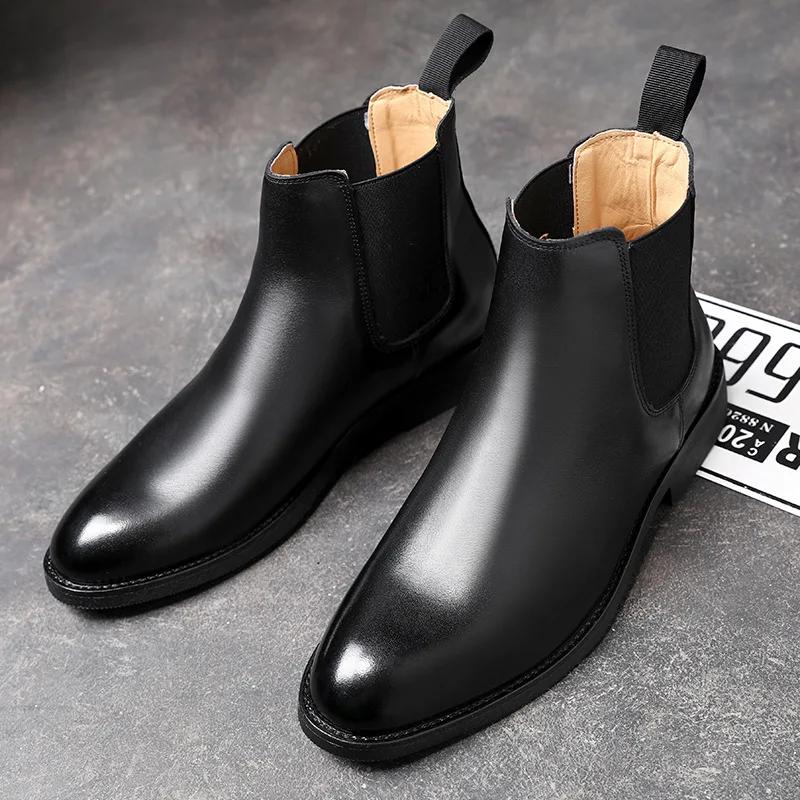 Fashion women's Classic Retro Genuine Leather Chelsea Boots women Fashion Ankle Boot Mens Casual British Style Short Boot High-Top Shoes