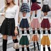 Women's Solid Color Corduroy A-Line High-Waisted Skirt: Fashionable, Sweet Single-Breasted Design, Suitable for All Seasons (2026).