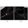 Full Zircon Round Shiny Long Pendant 925 Sterling Silver Double Layer Necklace Clavicle Chain