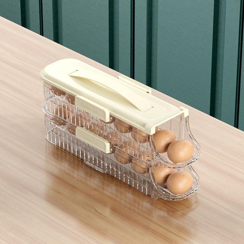 Scatola Porta Uova Tipo Cassetto per Frigorifero Frigorifero Scorrimento Automatico Organizzatore Cucina Organizzatori per la Casa Contenitori Ermetici Cibo