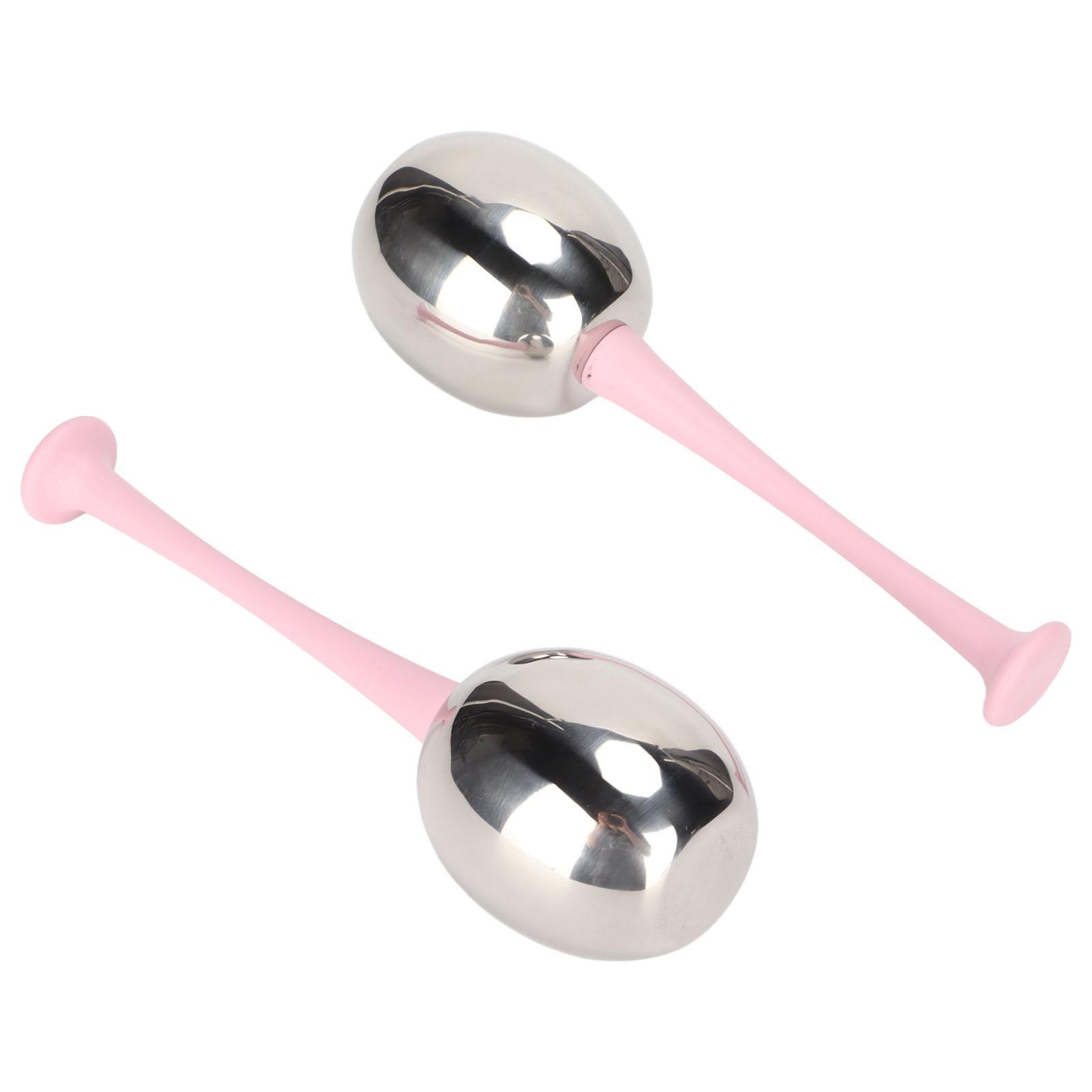 

2 шт. Ледяные сферы для лица из нержавеющей стали для массажа лица, уменьшающие отечность, устраняющие мелкие морщины, ледяные сферы для кожи лица Pink Handle