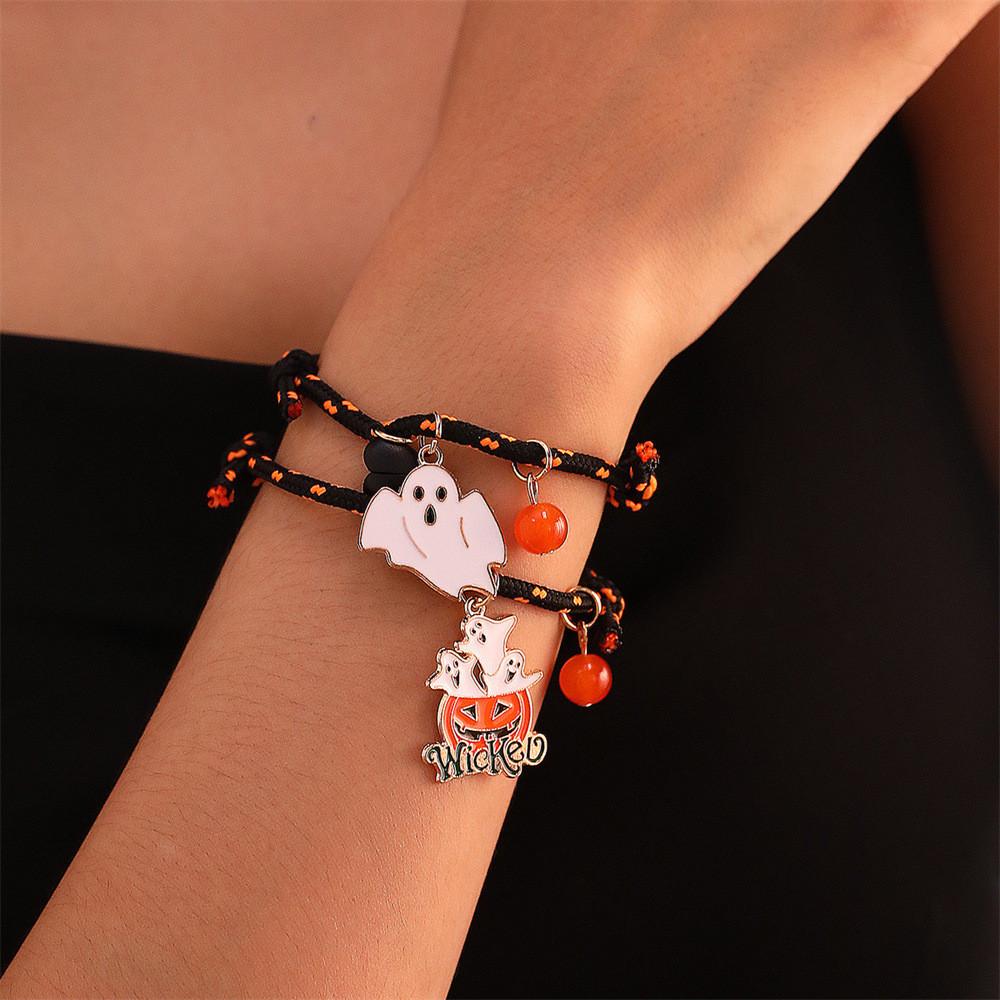 Halloween Ghost Pumpkin Charm Bracelets For Women With Magnetic Love Hearts And Adjustable Cord