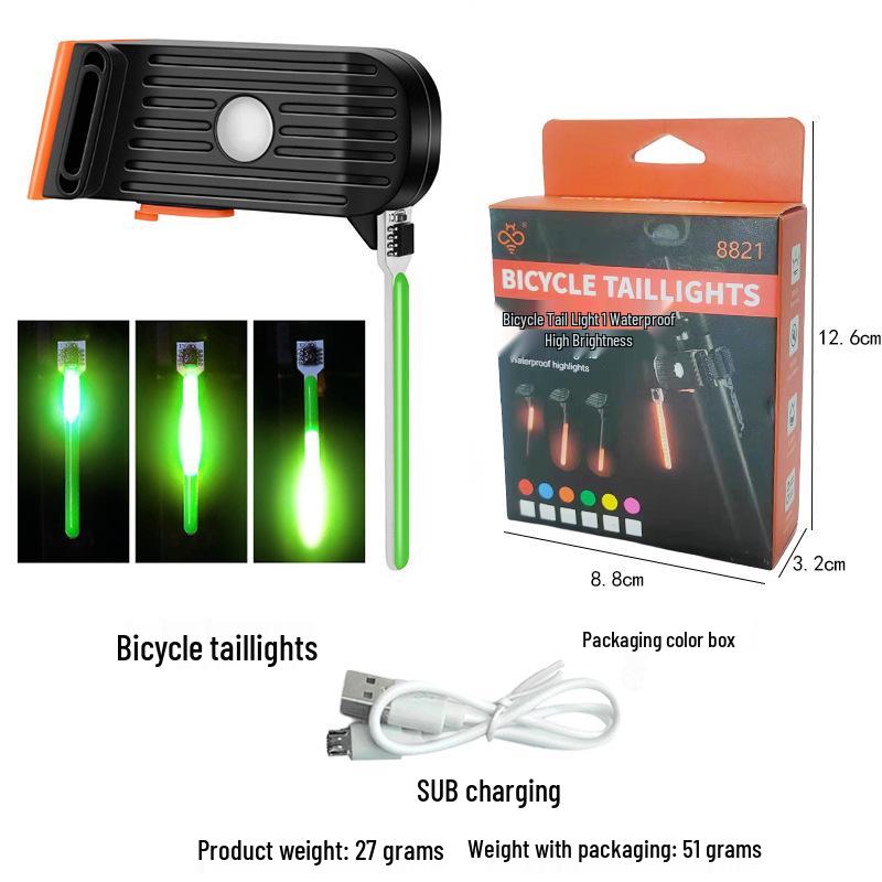 USB Dobíjecí Zadní Světlo na Kolo s Tekoucím Světlem - Vysoká Svítivost pro Noční Jízdu na Horských a Silničních Kolech