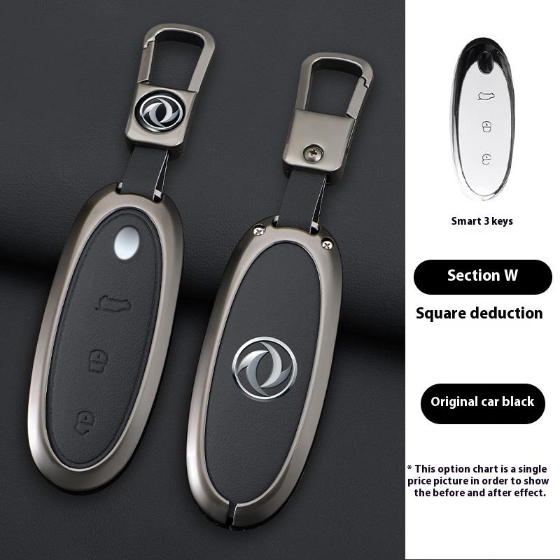 

Interior Mouldings Zinc Alloy Leather Car Remote Key Case Cover Shell For 2024 Dongfeng NAMMI 01 new Energy Protection Keychain