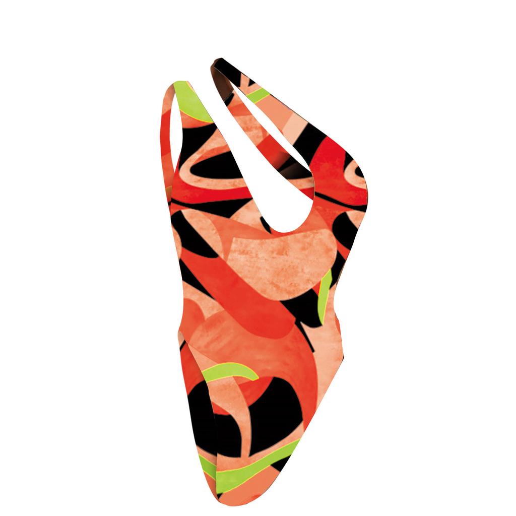 Damen Badeanzug Bikini Print Ärmellos Sexy Badeanzug