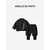 French Arielle De Pinto Boys' Suit Spring and Autumn New Chinese Style Kidsren's Leather Jacket Black Jacket
