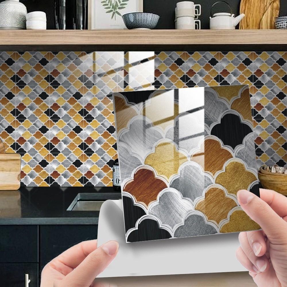 10Pcs 15*15cm Tile Stickers Waterproof Art Wall Decal  Living Room Wall Sofa Background