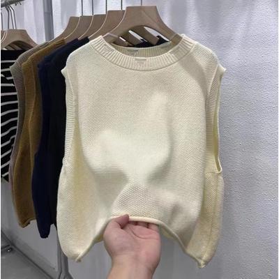Damenmode Casual Herbst Winter Einfarbig Druck Ärmellose O-Ausschnitt Pullover