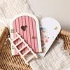 1 Set Exquisite Character Stickers Cute Pretend Play Wooden Arch Openable Door Toys Gift Montessori Wooden Fairy Door Kit