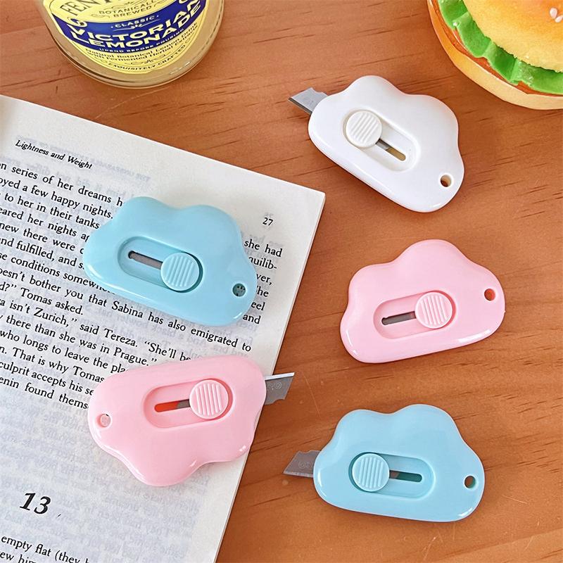 Cute Cloud Shape Mini Portable Utility Knife Paper Cutter Cutting Paper Razor Blade Office Stationery Cutting Supplies