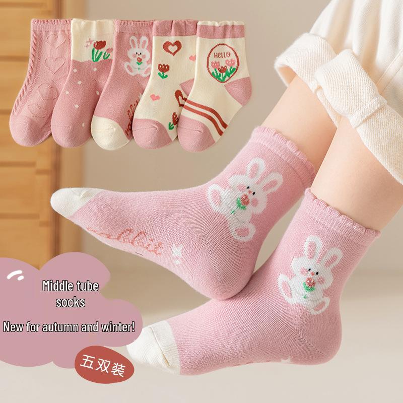 5 Paia - Calzini in Cotone da Bambino a Mezza Gamba: Disegni Cartoni Animati Autunno/Inverno per Ragazzi e Ragazze