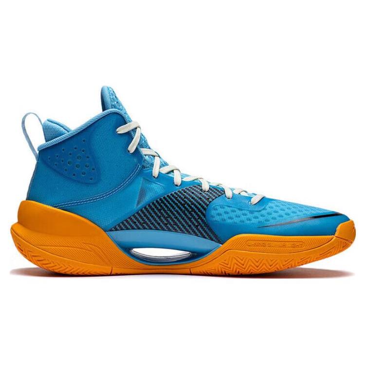 New LiNing Ultra Light Cushioning Anti Slip And Wear Resistant Mid Top Performance Basketball Shoes Blue Yellow ABAS027-15
