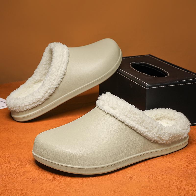 Size 47 Winter Men Slippers Warm Furry Slippers Couples Concise Indoor Home Cotton Shoes Casual Fluffy Slides Plush Fur Clogs