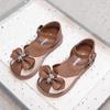 Cute Sweet Girl Princess Shoes New 2024 Spring Summer Children Causal Wedding Single Shoes Fashion Versatile Kids Flat Sandals