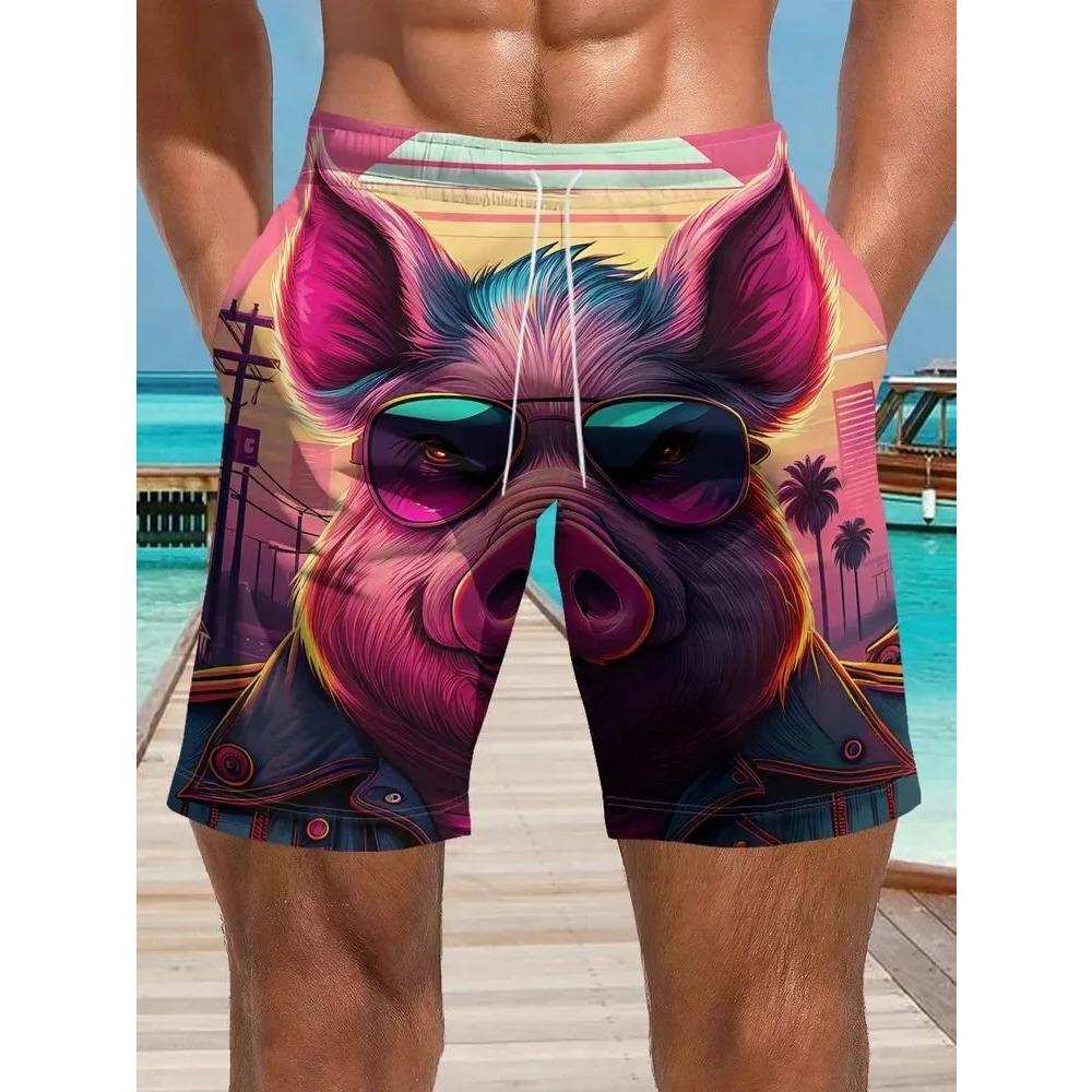 Summer Men's 3D Printed Beach Pants Fashion Versatile Breathable Trend Casual