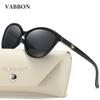 VABBON Women Sunglasses Trendy Round Face Retro Inlaid Leather UV Protection 8632