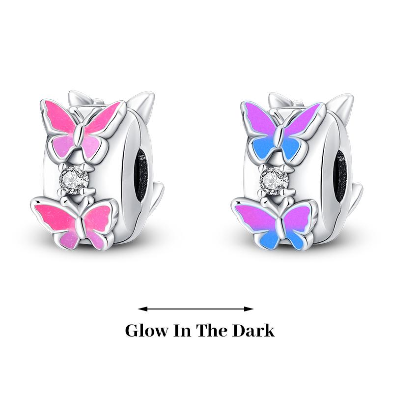 925 Silver Plated Fireflies Butterfly Stars Luminous Charms Beads Fit 3mm 925 Original Bracelets DIY Jewelry Gift