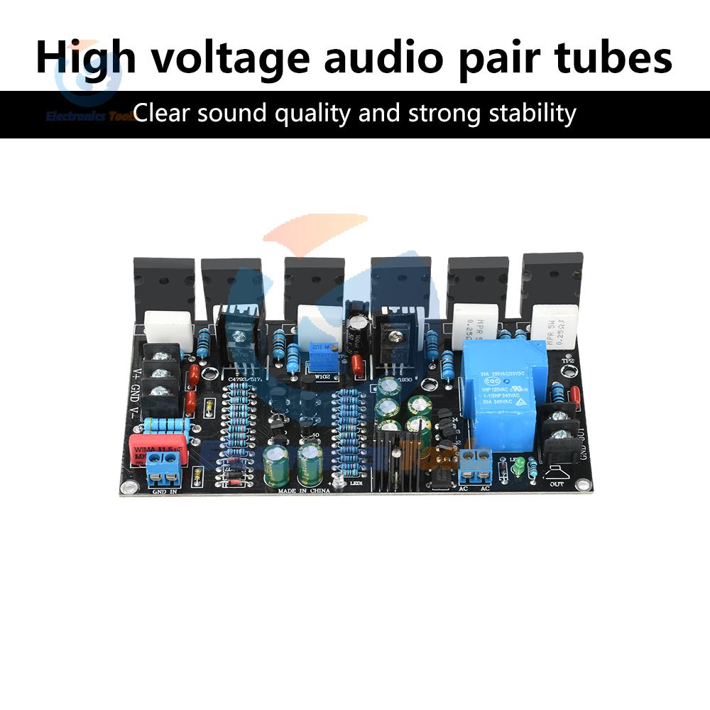 300W Mono Power Amplifier Board DC 20V-90V High Power Audio Tube Audio Amplifier Board 1943+5200 with Speaker Protect