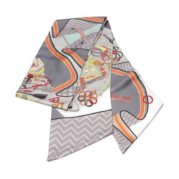 HERMES Carre90 equestrian harness scarf silk gray Women Used