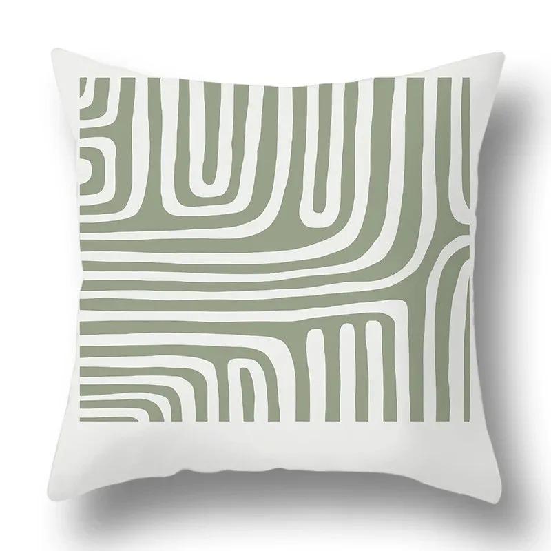 Simple Green Geometric Pattern Pillowcase Car Ornaments Office Living Room Home Pillowcase