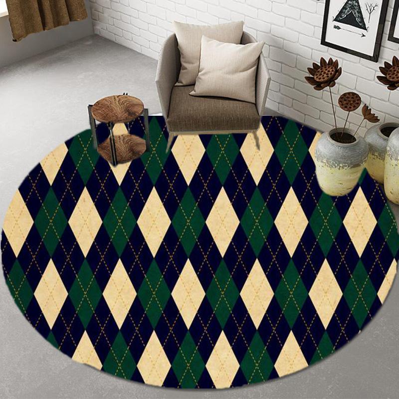 Baby Crawl Rug Round Floor Mats Geometric Grid Children's Room Rugs Bedroom Mats Home Decor Round Living Room Rugs Classic Rugs
