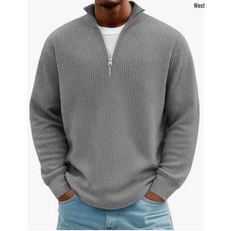 2023 European Ethnic 3D Print Men's Waffle Knit Half-Zip Hoodie
