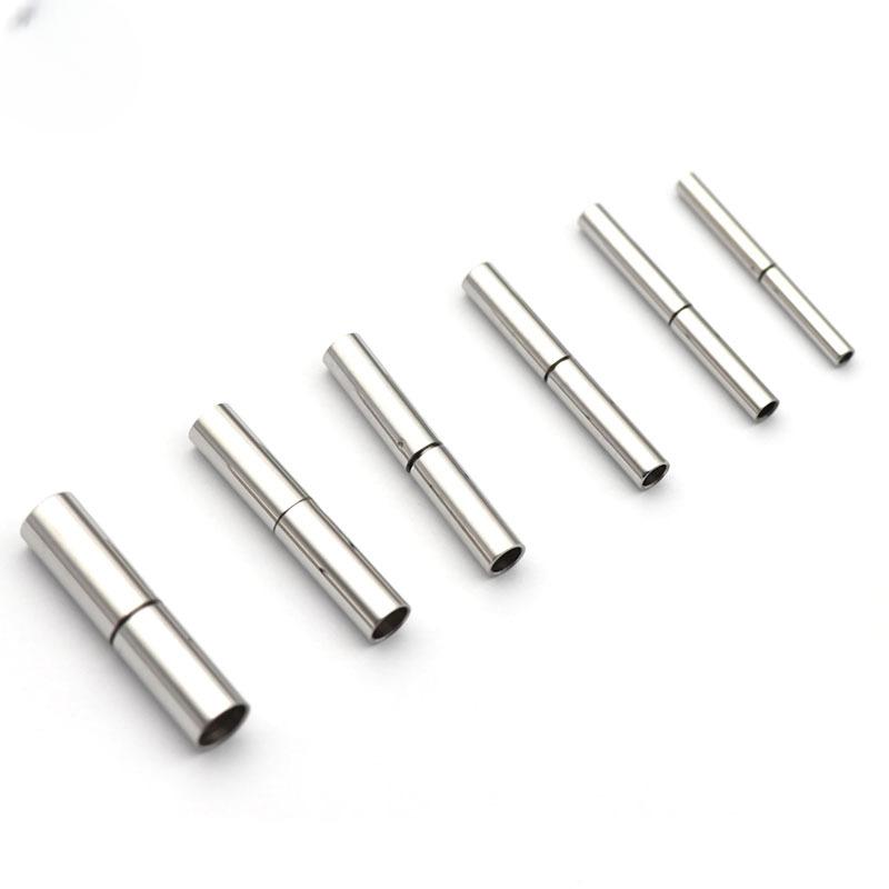 5Pcs/Lot Stainless Steel Spring Buckle Straight Through Titanium Steel Safety Lock Clasp Wax Rope Bracelet Diy Jewelry Making