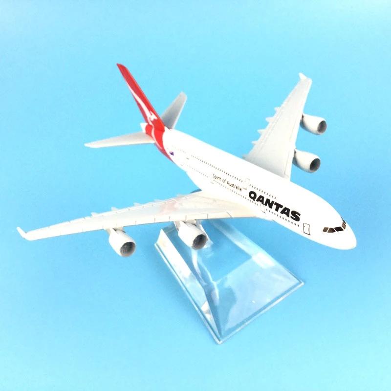 A380 Plane Airplane Model 16cm Qantas Airbus A380 Aircraft Diecast Metal Airplanes 1:400 Metal Home Decoration Ornaments Gift